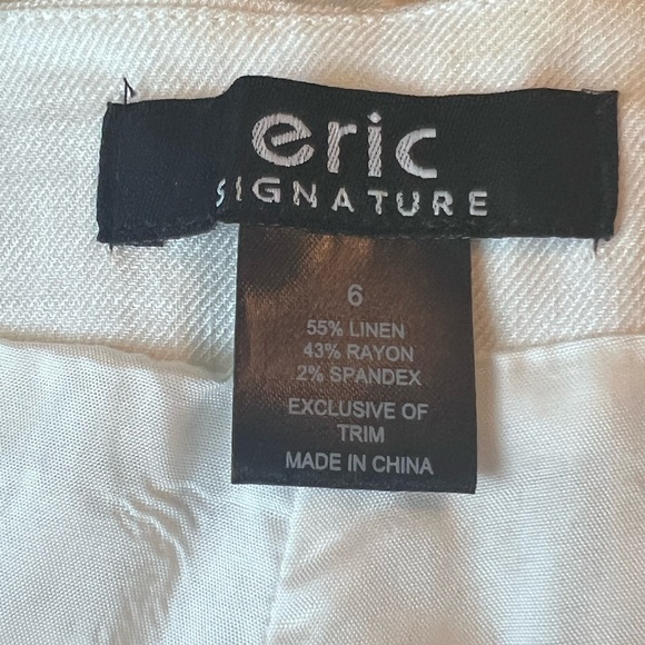 NWT ~ Eric Signature White lined linen pants - Picture 5 of 5